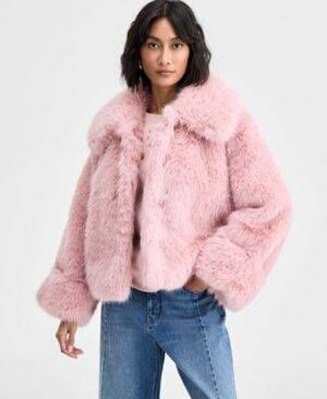 On 34th Pink Faux Fur Coat Large Mob Wife Bimbo Elle Woods Fall Winter Spring